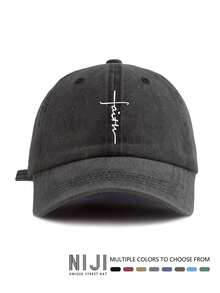 Faith Cross 印花棒球帽 纯色水洗做旧休闲运动帽 轻便可调节老爹帽 男女皆宜