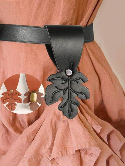 1pc PU Leather Leaf Shape Skirt Hike With Clip For Renaissance Medieval Viking Belts For Renaissance Faire LARP Cosplay Costumes (Belt NOT Included) Halloween