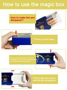 1 件可变形魔法笔盒史迪仔卡通魔术盒冰雪奇缘多功能趣味魔法男孩女孩生日礼物大容量化妆品收纳盒化妆盒，可装口红、刷子、护肤品、手机、硬币、小物品，适用于家庭、礼物、度假和节日万圣节圣诞节多功能用途 - 彩色 - 查看 5