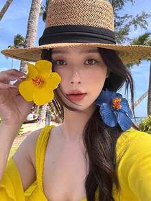 FURDANXINYI 1/6件装夏威夷花朵发夹，女士芙蓉花和莲花发夹，时尚人造花发夹，夏季假日海滩派对发饰，波西米亚风布艺发夹套装，优雅女士发夹，夏季女士发饰，送给女孩的绝佳礼物，情人节超值套装，发爪，发夹，发卡，发夹，头饰，发卡 - 彩色 - 查看 3