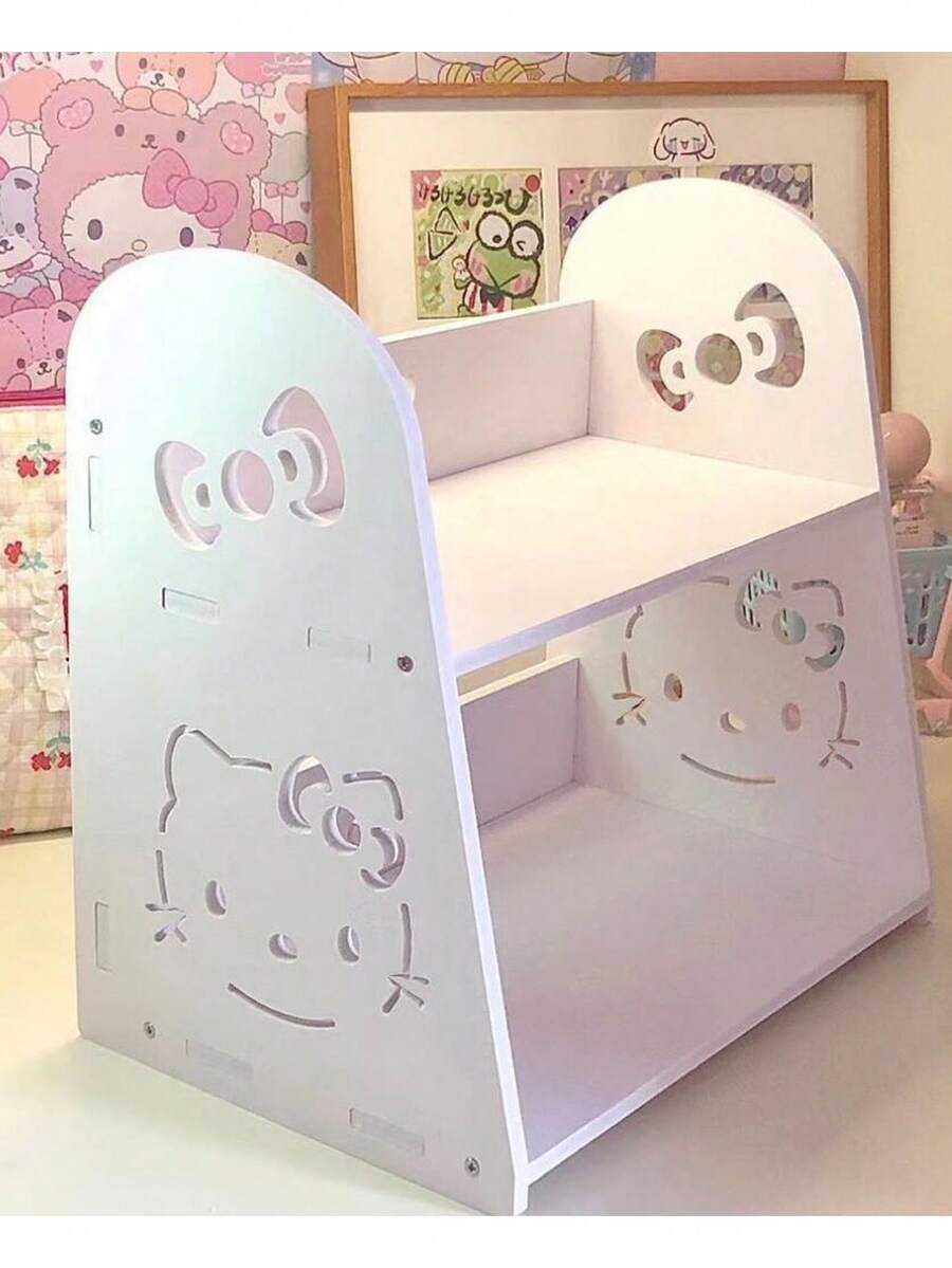 Sanrio 1Pc Hello Kitty 多功能桌面收纳盒可爱卡通学生书架家用宿舍书籍化妆品收纳架浴室台面架