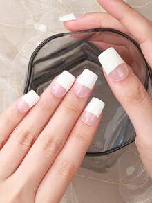 16 Stücke halb-aushärtende Gel-Nagelfolien (Mehrfarbig), weiß/fluoreszierendes rosa halb-transparente französische Kristall-Nagel-Sticker, selbstklebende Full-Wrap Nail Art, UV-Lampe erforderlich, einfach anzuwenden und zu entfernen, geeignet für Frauen und Mädchen für täglichen Gebrauch, Partys, DIY Nail Art