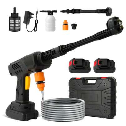 21V Cordless Pressure Washer, Car Pressure Washer, Max 350W 45 BAR, Portable Power Washer Cleaner 1.5 Ah Battery Operated High Pressure 500PSI Car Wash Unit, Jet Washer, For Washing Cars, Watering Plants, Cleaning Floors (With 1/2 Batteries)