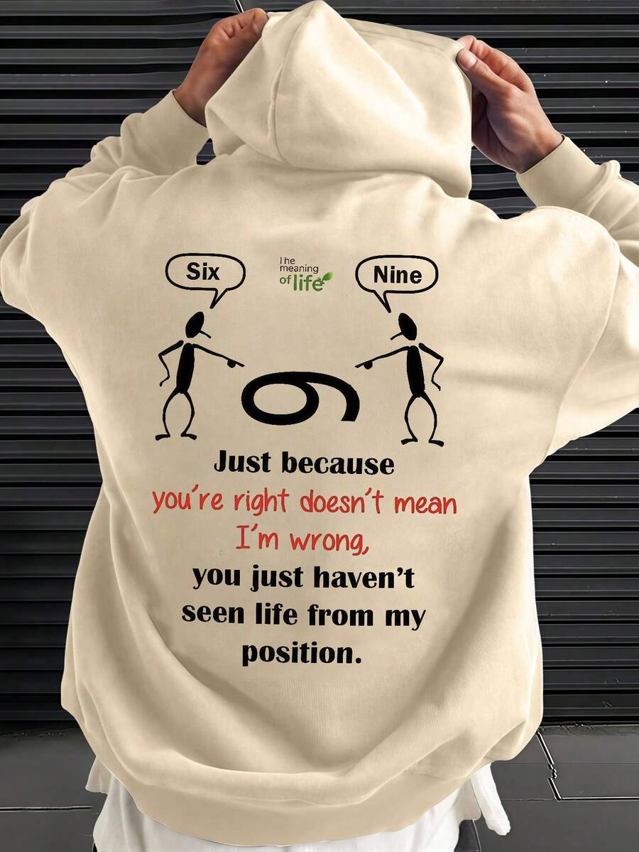 Men's Casual Slogan Print Hoodie With Pockets, Autumn/Winter