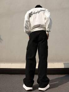 1 Quần Cargo nhiều túi cho nam, dáng rộng in chữ thập, thích hợp đi biển, đi làm hàng ngày, thể thao, ngoài trời, ống đứng thoải mái, thời trang dạo phố, quà tặng cho bạn trai/chồng, quà tặng kỷ niệm, mọi mùa, mùa thu - màu đen - Xem 3