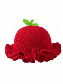 1 件男女通用手工针织无檐便帽，荷叶边渔夫帽，骷髅、南瓜、角图案，趣味角色扮演拉法帽 - 彩色 - 查看 13