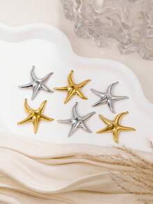 3pcs Assorted Ocean Vacation Style Starfish Series 304 Stainless Steel Oil Pressure Accessories Inlaid Faux Pearl Jewelry Accessories For DIY Handmade Earrings, Necklaces, Bracelets, Bikini Pendants