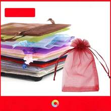 10/50/100个欧根纱礼品袋，金色欧根纱糖果袋，圣诞节彩色欧根纱礼品包装袋，薰衣草香囊袋，圣诞节家居装饰，婚礼派对回礼袋，颜色随机