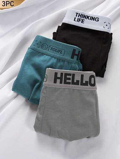 3 Pieces Of Solid Color Pure Cotton Men's Boxer Underwear Men's Shorts Underwear