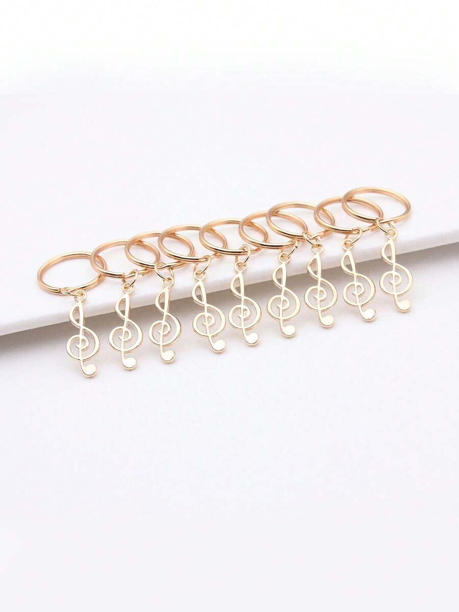 9件套 26x10mm 音符高音吊坠钥匙扣 20mm 外径圆形金属丝钥匙圈 无链钥匙扣 可爱哥特风 Y2K 圣诞礼物创意 包包挂饰 汽车 老师 朋友 姐妹 - KC金色 - 查看 1