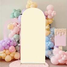 拱形背景，5 英尺、6 英尺、6.6 英尺、7.2 英尺米色婚礼拱门盖 2 面氨纶贴合面料拱门，适合生日派对婚礼拱门架装饰（不含架子，仅含面料背景）