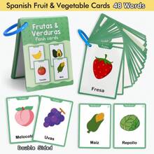 Lachilly 认知动物/水果蔬菜/身体部位/食物 西班牙语学习教育闪卡，适合3-6岁儿童和幼儿，西班牙语发展蒙特梭利玩具，自闭症玩具，西班牙语常用词卡，活动闪卡，语言治疗玩具，男孩女孩早期教育礼物，西班牙语词汇构建记忆卡 - 彩色 - 查看 16