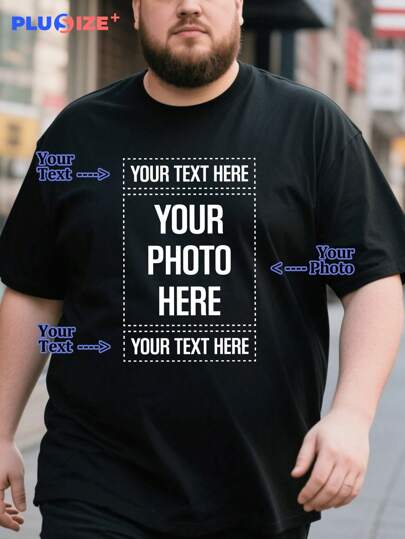 Customize Personalized And Commemorative Gifts And Men's Casual T--Shirts Add Your Own Images (Family Photo/Selfie/Pet Photo/Friend Photo/Lover Photo/Girlfriend Photo/Gift/Couple Logo) Your Text To Design Your Personalized Printed T-Shirt For Father's Day And Mother's Day