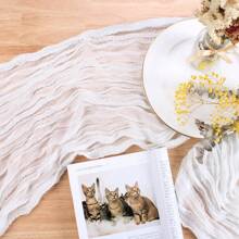 1 Stück mintgrüner Käsetuch Tischläufer, ca. 300 cm lang, Boho Gaze Tischdecke für Frühling, Esszimmerdekoration, Hochzeit, Babyparty, Teegesellschaft