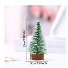 20pcs Mini Christmas Trees - Artifeial Plastic Christmas Trees With Wooden Bases, Classic Green 8 White Snowy Pine Design For Holiday Decor Party, Home, Tabletop Crafts Christmas Decorations(10/20pcs)