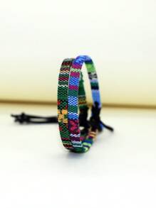 2 件/5 件波西米亚编织冲浪手链，可调节海滩手链，适合女孩，夏季海滩，黑白 - 黑與白 - 查看 10