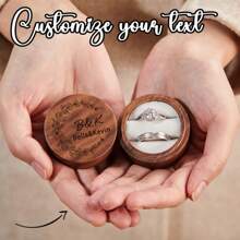 1 pieza Caja de madera personalizada para anillo de boda, caja de anillo de compromiso, caja expositora de joyería, caja de regalo de boda y cumpleaños
