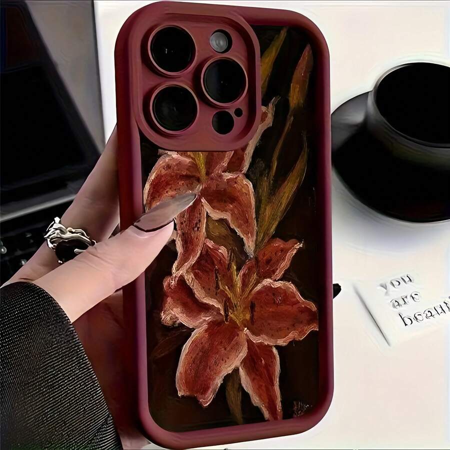 Ốp lưng điện thoại TPU họa tiết hoa ly sơn dầu cổ điển, tương thích với iPhone 16 PROMAX, 15 PROMAX, 14, 16 PLUS, 15, 13P, 12, 11, X, XR, XS MAX, chống sốc, màu mờ, bảo vệ ống kính, tương thích với dòng , chống nước, chống rơi, chống trầy xước, phiên bản quốc tế, không phải phiên bản nội địa. - Nhiều màu - Xem 1