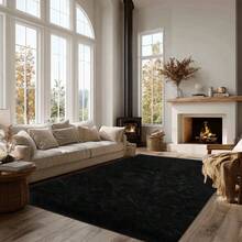 Grauer teppich wohnzimmer, superweicher und flauschiger moderner teppich schlafzimmer, ochfloriger Wohnzimmerteppich, großer Teppich zur deko wohnzimmer, plüschiger Innenteppich für die moderne Wohnraumdekoration.