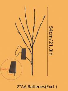 1 件 20 盏灯 54 厘米高 2 节常亮电池供电 LED 树枝灯，适用于卧室、客厅、露营、节日、派对、婚礼的家居装饰照明 - 白色 - 查看 10