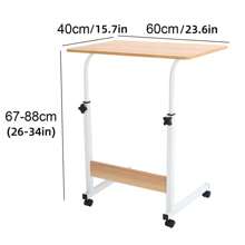 Lislark 60 * 40 Cm Laptop Table With Wheels, For Sofa Or Bed, Mobile Desk, (68-88)Cm Standing Height Adjustable Computer Desk, Portable Side Table, Bed Table, Sofa Table, End Table For Reading Eating - Walnut - View 2