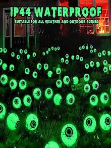 2pcs/4pcs Outdoor Solar Halloween-Themed Eyeball Lights, Green And Red 6-Eye Horror Eyeball Lights, Ghost Eye Lights, With Waterproof Box ABS Resin Sturdy Material + Stainless Steel Corrosion Resistance, Suitable For Garden Haunted House Decoration, Outdoor Courtyard Festival Home Decoration And Funny Lamp Posts, Lawn Garden Decoration And Wind Lamp Posts, Halloween Party Gift (300mah)