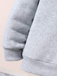 Toddler Car Print Warm Hoodie Sweatshirt And Pants Set - Grey - View 4