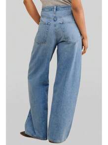 PLNOTME Womens Baggy Wide Leg Jeans Boyfriend Drawstring High Waisted Mom Pants With Pockets