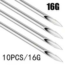 316 Stainless Steel Needles - 12G, 13G, 14G, 16G, 18G, 20G, Suitable For Ear Cartilage, Ear Lobe, Helix, Conch, Nose, Tongue, Eyebrow, Lip Piercing Tools - Silver - View 24