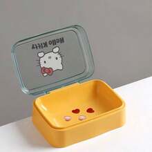 Sanrio 1pc Sanrio Hello Kitty Cartoon Soap Dish With Lid – Cute Home & Bathroom Decor For Fall And Back-To-School Season
