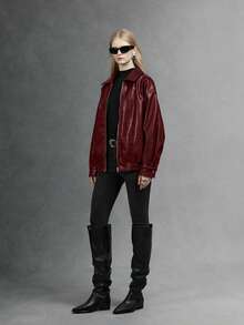 Chaqueta de moda de primavera y otoño de piel para mujer, estilo de chaqueta de motorista única con bolsillos