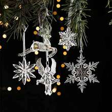 12pcs/6pcs/4pcs/3pcs/2pcs/-Christmas Tree Decoration Crystal Pendant Christmas Ornament - Hanging Acrylic Snowflake And Icicle Christmas Deer Pentagram Angel Ornament With Pendant Christmas Tree New Year's Party Decoration Supplies St. Patrick's Day Easter Valentine's Day Home Decor Christmas Decorations Room Decor Winter - Multicolor - View 2