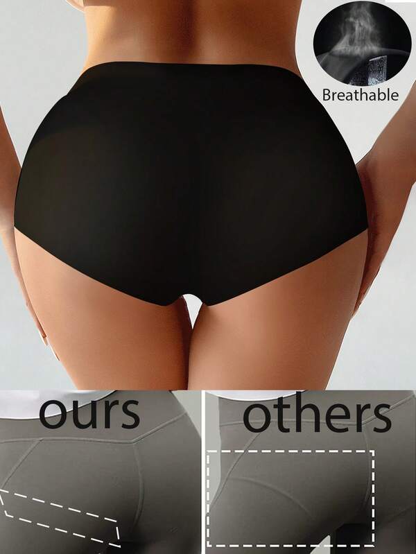 Seamless Brief Panties Ice Silk Brief Of Women's Sexy Lingerie Underwear Mid Waist Traceless Panties Solid Color Briefs Breathable Comfortable Soft Skin-Friendly Panties Elastic Shorts Female Underwear Pants Underpants Summer Ultra-Thin Invisible Cooling Panties