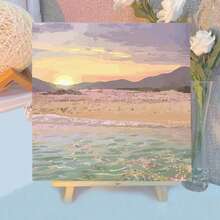 DIY Painting By Number, Solid Wood Photo Frame, Landscape And Flowers, Acrylic Paint Brushes Suitable For Beginners