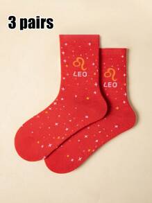 1 /3pairs Of Women's Zodiac Socks,Constellation Socks, Crew Socks,Fashion Socks,Sports Socks, Soft Women's Socks, Cute Socks, Girls' Socks,Slouchy Socks,Moisture Wicking, Stylish - Perfect For Gift-Giving, Parties, Everyday Wear
