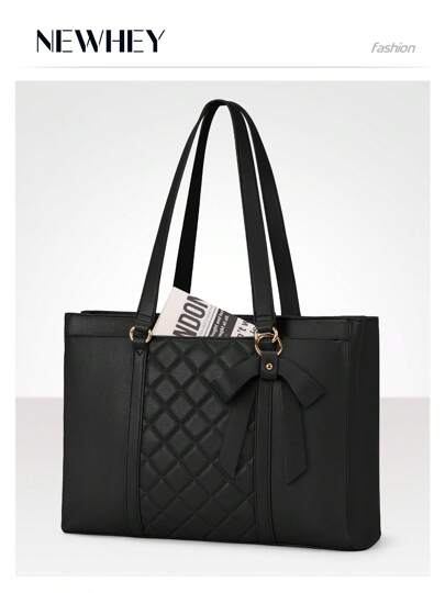 NEWHEY Laptop Bag For Women 15.6 Inch Work Tote Bags Waterproof Leather Laptop Tote Professional Computer Briefcase Large Capacity Handbag For Office Teacher Travel