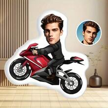 Cojines personalizados con foto, Conducción de motocicleta, Personalización de fotos, Decoración de sofá y cama para todas las estaciones, Novedad, Cojines, Decoraciones, Unisex, Divertido, Adecuado para el Día del Padre, Día de la Madre, Halloween, Navidad, Nochebuena, San Valentín, Cumpleaños, Aniversarios personalizados, Acción de Gracias, Pascua, Día de los Inocentes, Carnaval