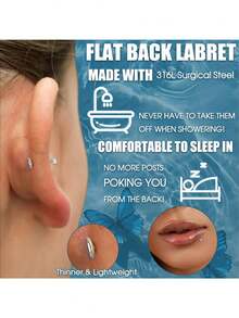Milacolato 20G Threadless Flat Back Earrings For Women Men - Hypoallergenic Surgical Steel Push In Nose Stud Rings Labret Cartilage Lip Rings Medusa Nostril Conch Tragus Piercing Jewelry 18 Pairs - 彩色 - 查看 7