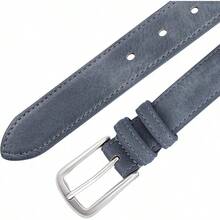 Multicolored Leather Waist Belt With Pin Buckle For Jeans - Vintage Blue - View 5