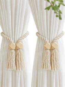 1/2/4/8 szt. Magnetyczne uchwyty do zasłon okiennych, proste drewniane klamry z frędzlami, odpowiednie do sypialni, salonu, kuchni i dekoracji domu