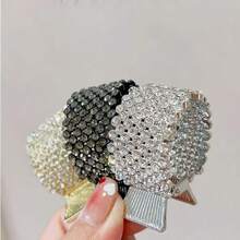 2pcs Metal Hollow Rhinestone Faux Pearl Hair Claw, Daily Use Ponytail Holder, Elegant Chic And Minimalist, Versatile Hair Accessory Hair Clips Hair Jaw Fall Winter Hair Accessories For Women For Vacation Outfits Woman - Gold - View 10