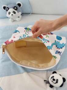 1 szt. Niestandardowa kosmetyczka z motywem dinozaura i imieniem, doskonały wybór do przechowywania kosmetyków podczas wyjścia, możliwość personalizacji według własnego, unikalnego projektu, odpowiednia dla dzieci i nastolatków, możliwość nadrukowania własnego imienia lub imion siostry i kolegów z klasy jako prezentu