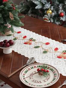 1 pieza Camino de mesa estilo bohemio minimalista con bordado de campana, decoración navideña - Multicolor - Ver 9