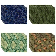 1/4/6/8/12 pièces Sets de table imprimés en lin, lavables, tapis de protection de surface, sets de table d'intérieur et d'extérieur, convient pour les fêtes, la cuisine et la décoration de la salle à manger - Multicolore - Voir 2