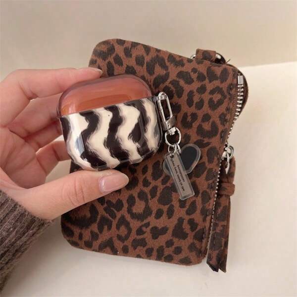 Funda protectora retro y linda de color marrón ondulado para AirPods Pro/3, funda de auricular Bluetooth separada y suave para Apple AirPods generación 1/2