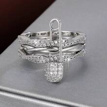 1 buah Cincin Sederhana 3 Lapis yang Dapat Dipisahkan dengan Batu Zirkonia Sintetis untuk Wanita - MultiWarna - View 49