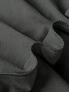 女式休闲宽松百搭舒适图案印花圆领 T 恤上衣 - 深灰色 - 查看 10