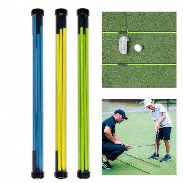 Palo de alineación de golf, 1 set de 48" palo de alineación plegable, ayuda de entrenamiento de golf para apuntar, hacer putts, corrector de postura, palos de práctica de golf con estuche de tubo transparente