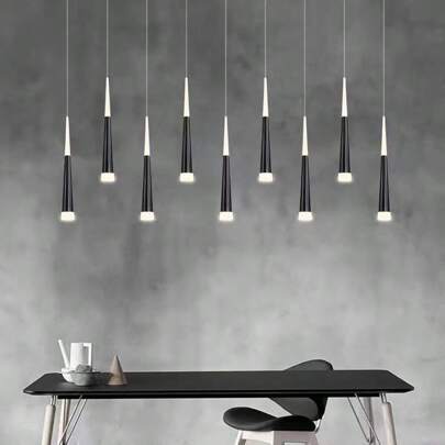 锥形卧室吊灯，简约卧室奢华长线3色调光单头沙发柜电视背景墙流星雨小吊灯（墙壁开关控制）