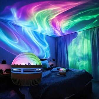  1 Stück Aurora Effekt Atmosphäre Projektionslampe, multifunktionale LED-Leuchte, Sternenhimmel Atmosphäre Licht, Sternenhimmel Projektions Atmosphäre Licht, Wohndekoration, geeignet für Schlafzimmer, Wohnzimmer, Geschenk für Feiertage, Festivalgeschenk